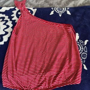 One shoulder striped tie top